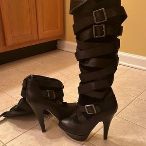 BEBE Black Genuine leather boots knee high.